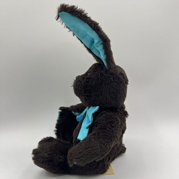 Inter-American Products Dark Brown Easter Bunny Rabbit Stuffed Plush Turquoise - Picture 3 of 8